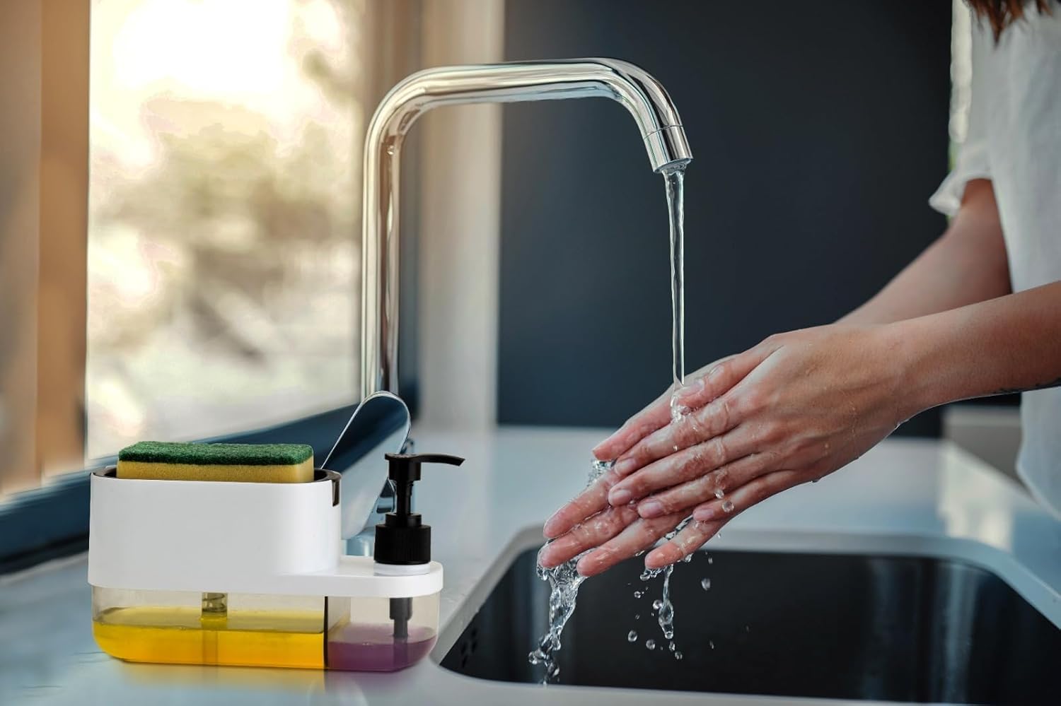 3 in 1 Kitchen Sink Countertop cum Soap DIspenser for Dish Washing