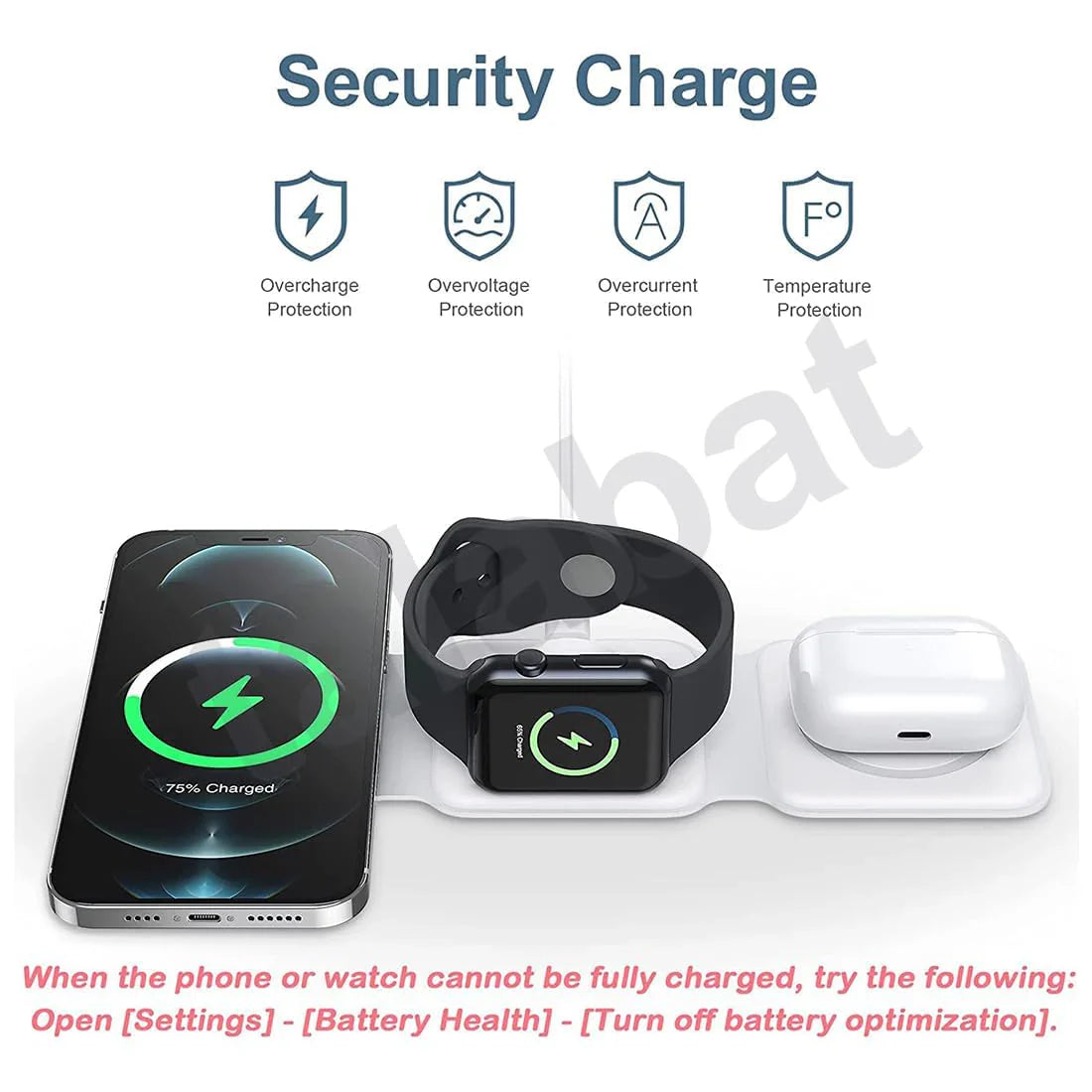 3 in 1 Wireless Charging Pad with 6 Month Warrenty